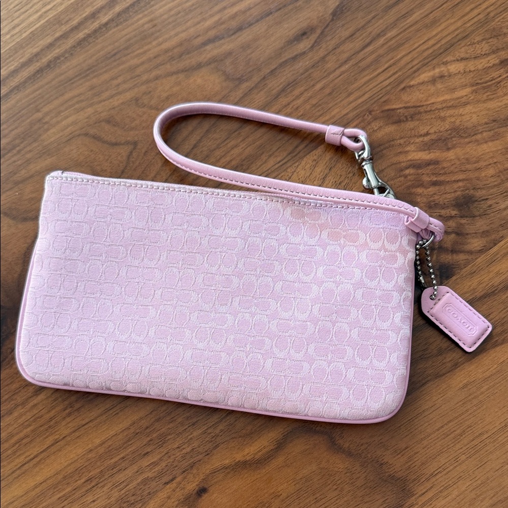 Coach Pale Pink Signature Wristlet Clutch with Front Buckle - Picture 2 of 2